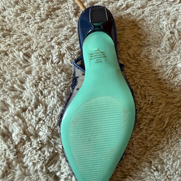 NIB Betsey Johnson Navy Nikki Heels in Original Box with all original packaging - Picture 9 of 14